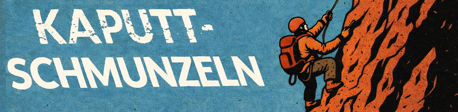 Kaputtschmunzeln Logo mit Bergsteiger